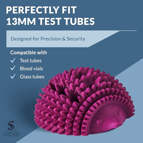 S I Schaller Industries Hedgehog Test Tube Holder, 13mm - Veterinary Blood Test Tube Rack, Holds 12 Vials, Compact Fun Design Organizer for Veterinary and Research Lab Use - Grape - color: Grape, size: 13mm Tubes