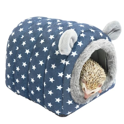 Hedgehog Bed Cave Hideout Hedgehog Accessories Hedgehog House, Hamster Small Animals Cage Supplies Warm House (Blue) - color: Blue