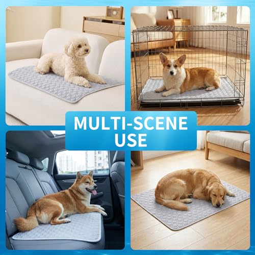 HAOMAIJIA Pet Cooling Mat for Dogs Thick Soft Washable Dog Cooling Mat Indoor Upgrade Waterproof Non-Slip Self Cooling Pad for Dog and Cat (Grey, 39'' x 59'' XX-Large) - color: Grey, size: 39'' X 59'' (XX-Large)