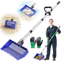 Chicken Poop Scooper & Rake with 3-Angle Adjustable Sifting Shovel | 12" Stainless Steel Chicken Coop Scoop for Sand, 22-64" No-Bend Poultry Litter Cleaner for Chicken Coop & Animals House