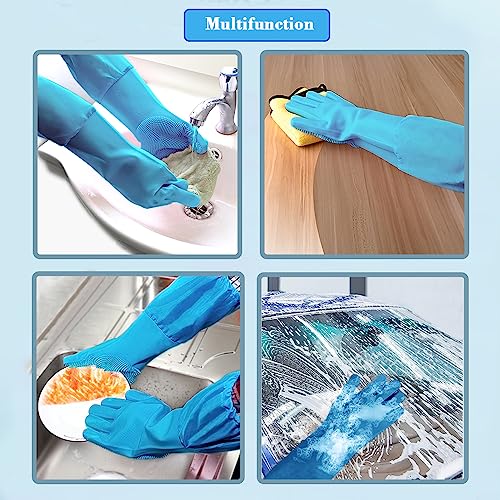 Pet Grooming Gloves Pet Hair Remover Cat, Dog Washing Gloves Silicone Heat Resistant Cleaning Gloves with High-Density Teeth Grooming Gloves for Dogs, Cats, Horses, Rabbits (2 Pairs - Blue) - color: 2 Pairs - Blue