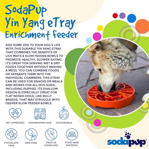 SodaPup Yin Yang eTray – Durable Enrichment Feeder Made in USA from Non-Toxic, Pet-Safe, Food Safe Material for Mental Stimulation, Calming, Slowing Down Eating, Healthy Digestion, & More - color: Burnt Orange Yin Yang eTray