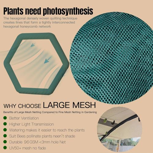 Poray Large 6.6x3.3FT Tunnel Plant Netting Cover, Pop up Crop Cage Gardening Net Cover for Protecting Vegetables &Fruits,Durable Gardening Net for Plant and Small Animals - size: Medium 6.56x3.3X3.6FT