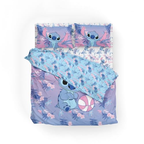 Disney Lilo & Stitch Full Comforter Set 5 Piece Includes Reversible Comforter & Sheet Bedding Set Soft Fade Resistant Microfiber Officially Licensed - color: Sporty Stitch Full