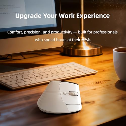 Ergonomic Vertical Mouse, Dual Scroll, Tri-Mode, OLED Display | 60° ergonomic vertical mouse with dual scroll wheels, tri-mode Bluetooth/2.4G/wired connectivity, OLED display, and 8000 DPI. - color: Black