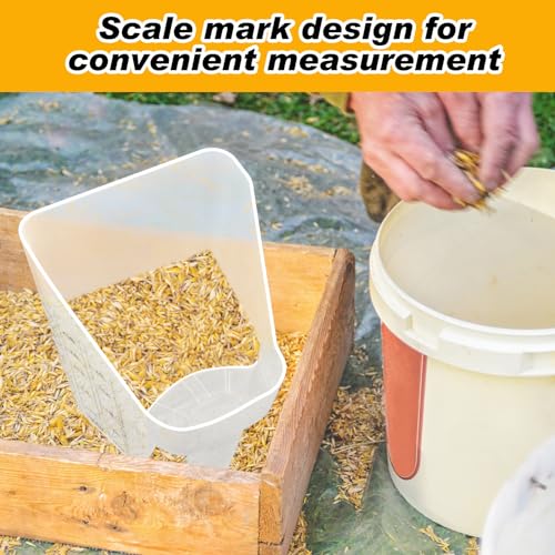 Uiifan 2 Pcs 3 Quart Horse Feed Scoop with Measurements, Heavy Duty Plastic Livestock Measuring Scoop for Grain, Pellets, Oats, Sweet Feed, Goat, Sheep and Cattle Supplies (White) - style: White