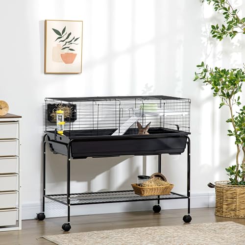 Two-Story Small Animal Large Hamster cage Cage Removable from Stand, Guinea Pig Hamster Enclosure Cage with Shelf and Wheels, Multi-Level Pet Habitat for Hedgehog Chinchilla Ferret
