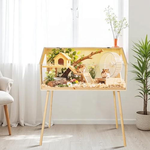 Garvee Hamster Cage with Legs, Large Syrian Hamster Habitats Enclosure with Chew Proof,Acrylic Window & Openable Top,Small Animal Cage for Guinea Pig, Chinchilla, Gerbil-40 l x 20" w x 47.5" h | Large Syrian Hamster Habitats Enclosure ,Small Animal Cage f