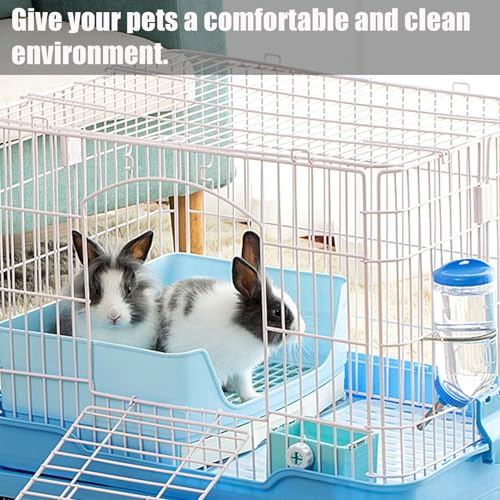 kathson Large Rabbit Litter Box Trainer, Potty Corner Toilet with Drawer Bigger Pet Pan for Adult Hamster, Guinea Pig, Ferret, Galesaur, Bunny and Other Animals (Blue) - size: Blue