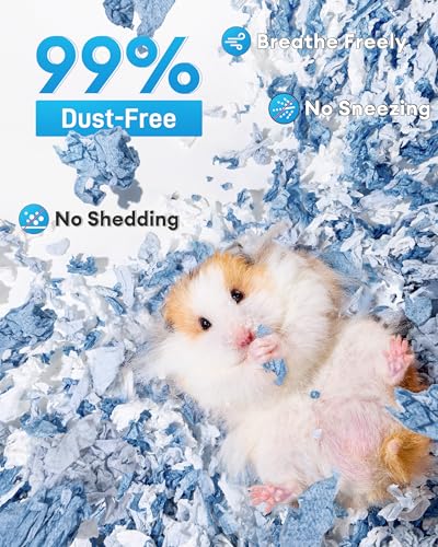 BUCATSTATE Hamster Bedding 15L, 99% Dust-Free Paper Bedding, Ocean Blue | FSC-Certified Paper Bedding, Compactly Packed to Expand 3X, with Vibrant Color and Odor Control for Guinea Pigs and Rabbits - color: Ocean Blue, size: 15L