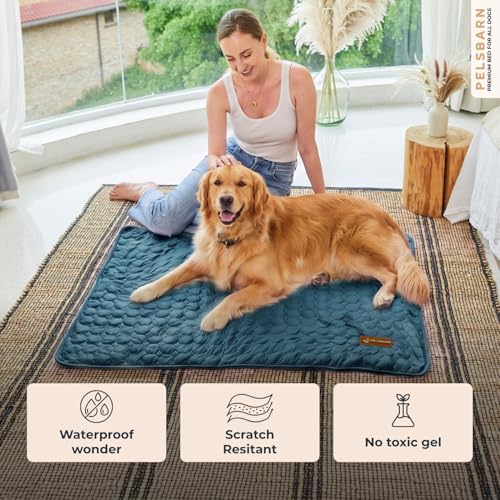 Dog Cooling Mat, Ice Silk Self-Cooling Pad, Deep Blue, XL - color: Deep Blue, size: X-Large