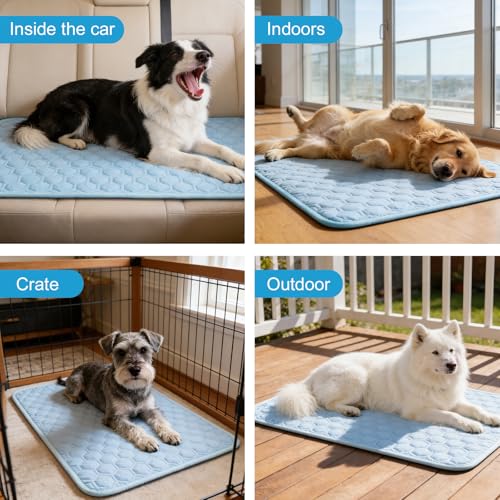 Dog Cooling Mat for Summer (Q-Max>0.5) Washable, Portable & Non-Toxic | Self-Cooling Bed for Dogs & Cats, High-Tech Fabric, For Crates, Beds, Cars - size: Small