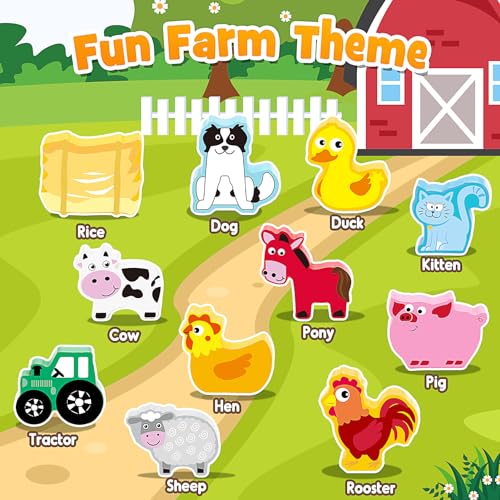 IPOURUP Montessori Toys for Kids 3-7 Wooden Farm Animal Blocks Stacking Games Educational Toy for 3 4 5 6 Year Old Girls Boys Christmas Birthday Gifts for Grandkids Toddler Balance Game Girls Age 3-5 - style: Animal Blocks