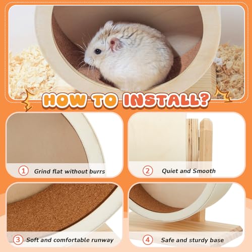 18 Pcs Hamster Cage Accessories, Silent Hamster Wheel 15 Toys Set | Maze Wood House and Water Bottle Set for Rat Mice Small Animals Habitat Decor Enrichment Starters (Serene Wooden Style) - style: Harmony Wooden Style