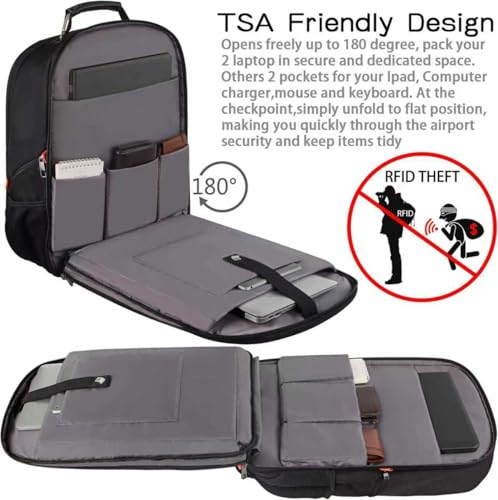Travel Laptop Backpack,Extra Large 18.4 inch Gaming Laptop Backpacks,Big Capacity TSA Friendly RFID Anti Theft Pocket College unisex Heavy Duty Computer bag, 21.5*16.3*9.9 inch - color: Orange Rfid