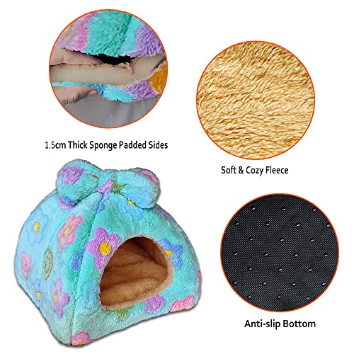 Guinea Pig Bed, Hideout House for Small Animals, Warm & Cozy | Premium Fleece Material, Ideal Bed & Accessories for Hamsters, Chinchillas, Dwarf Bunnies, Hedgehogs. - color: Green, size: L-12" x 12"