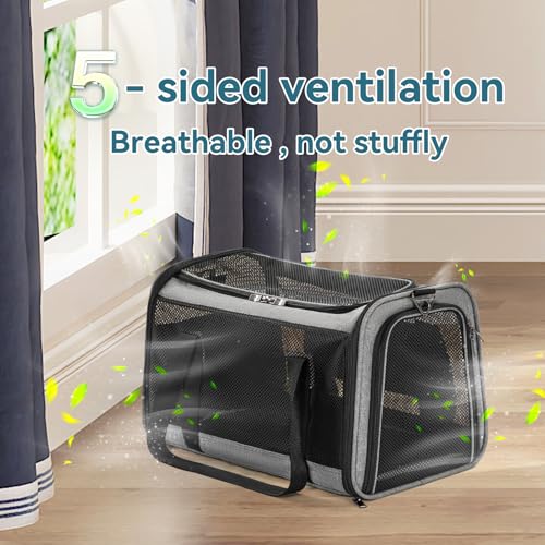 Petsfit Cat Carrier Dog Carriers Airline Approved, 18 x 11 x 11 Soft-Sided Pet Carrier, 3 Carrying Ways, Lightweight, Breathable, Escape Proof, with Adjustable Shoulder Strap and Soft Cushion - color: Z-Gray, size: 18.0"L x 11.0"W x 11.0"H