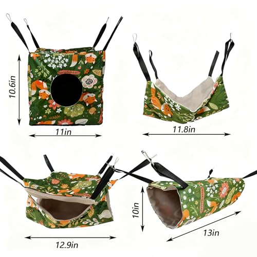 kathson 4 PCS Ferret Hammock Set,Washable Guinea Pig Hideout Bed,Soft Hamster Toys Hanging Tunnel Mats, Small Pets Cage Accessories for Rat, Sugar Glider, Squirrel(Green) - color: Green