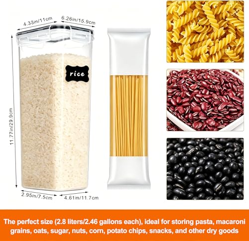 4pk 2.8L Airtight Containers, Clear Stackable Dry Food Storage | 4pk 2.8L airtight canisters with sealed lids block moisture. Sturdy plastic, stackable for kitchen pantry dry food - size: 4 pcs(2.8L)
