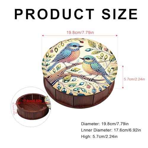 JISHSHAY Diamond Art Candy Box Bird Diamond Painting Wooden Snack Box Animal Gem Painting Storage Case Gem Art Organizer Case Embroidery Kit Mosaic Kits for Adults Storage Containers with Lid - color: Bird