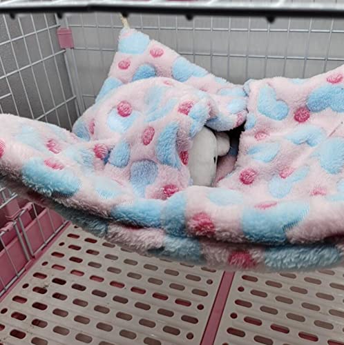 ISMARTEN Small Animal Hanging Hammock, Pet Hanging Nap Sack Sleep Bag Bed, Cage Hammock Beds for Ferret Guinea-Pig Sugar Glider Hamster Rat Mice Chinchilla Flying Gerbil and Squirrel (Pink) - color: Pink