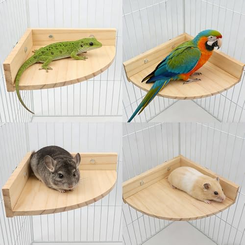 2 Pack Bird Wooden Perch Stand Platform Rack Rest Stand Toy for Bird Parrot Parakeet Conure African Greys Cockatoo Budgies Macaw Lovebird Finch Canary Hamster Gerbil Rat Mouse Cage Shelf Toy