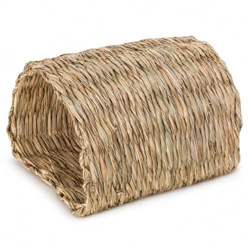 PEMAR Natural Seagrass Bunny Tunnel - Handwoven Rabbit Hideaway & Edible Grass House - Safe Chew Toy, Bed for Guinea Pigs, Chinchillas, Rats & Indoor Bunnies - Small Animal Enrichment (9x8.3x6.3”)