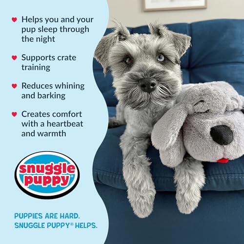 Snuggle Puppy Heartbeat Toy, Calming Comfort, Medium Breeds - Gray | Calming heartbeat toy, crate training comfort, heat pack, new puppy essentials, first nights, sleep, medium breeds 25-70 lbs - color: Grey