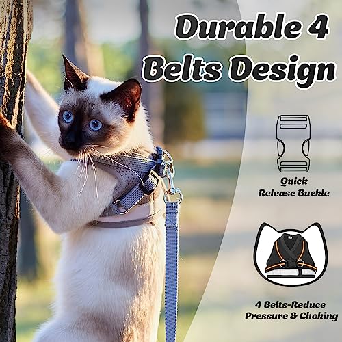 Supet Cat Harness and Leash Set - Soft Mesh Adjustable Cat Vest Harness with Reflective Strap for Walking Cat and Puppy Rabbit - color: Black, size: S (Chest: 9.5" - 13.0")