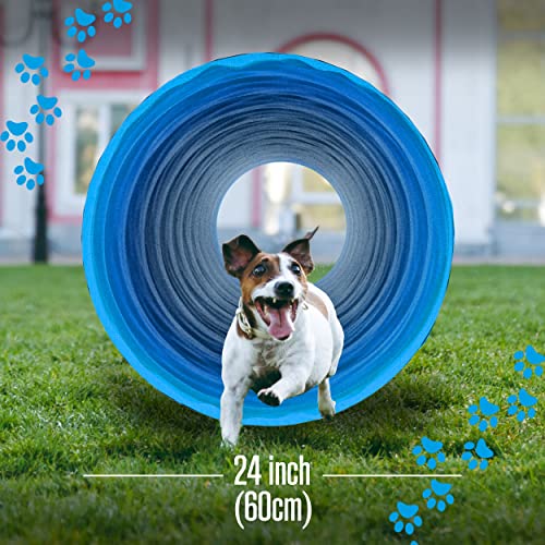 Dog Tunnel, Dog Agility Tunnel, Play, 18 Feet, Small, Medium, Large, Blue | Houseables Agility Equipment, Puppy Obstacle Course, Pet Playground, Crawling, Indoor/Outdoor, Pop Up Set, Exercise Tube, Toy - color: Blue