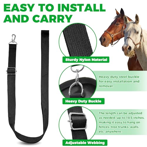 Loyala Hay Bag Goat Hay Feeder Slow Feed Hay Bags 600D Oxford Cloth Hay Bags for Horses Goats Sheep Donkeys Cows (Black Grid