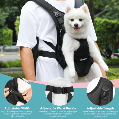 Pawaboo Pet Front Carrier Backpacks for Small Medium Dogs | Legs Out Easy-fit,Adjustable Straps,Hands-free,for Travel Hiking Cycling Camping AA-Black M - color: AA-Black, style: Medium (Pack of 1)