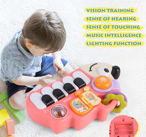 Baby Musical Piano Toys for Toddler age1-3, Busy Board with Music & Light, Birthday Toy for Infant Toddler 1-3 Years and Older Boy Girl Gifts (Pink-Hedgehog) - color: Pink-hedgehog