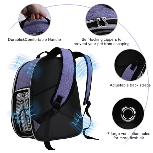 BAGLHER Cat Carrier Backpack Bubble - Fit Up to 18 Lbs - Airline-Approved Dog Backpack Carrier for Small Pets Puppies Dogs Bunny, Space Capsule Dog Carrier Backpack for Travel Outdoor Hiking, Purple - color: Purple