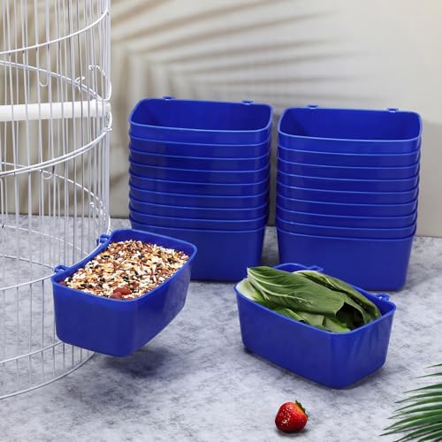 Zhehao 20 Pcs Bird Cage Cups Chicken Feeder Waterer Cups 18 oz Pigeon Feeder Plastic Poultry Wire Cage Hanging Chicken Water Bowl for Pet Bunny Poultry(Dark Blue) - color: Dark Blue
