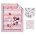 Minnie Mouse Hello Gorgeous Pink and White Floral 3 Piece Nursery Crib Bedding Set - Comforter, Fitted Crib Sheet, and Printed Blanket
