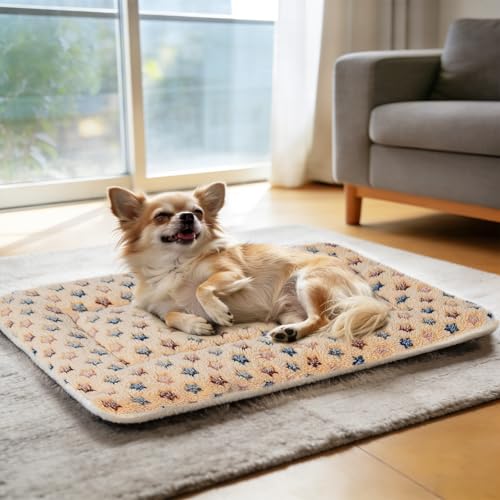 Mora Pets Dog Crate Pad - Ultra Soft Pet Bed With Cute Star Print, Washable Mat for Large Medium Small Dogs, Reversible Fleece Kennel Liner, Cat Bed 23 x 18 Inch Brown - color: Brown, size: 24-Inch