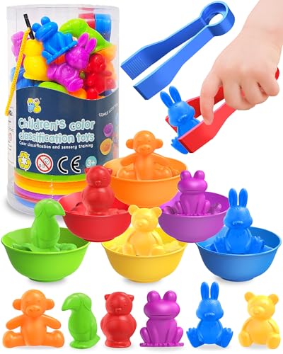 Counting Animals Montessori Toys for 3 4 5 Years Old, Learning Toys Gifts | Sensory Toy for Kids with Autism, Counting Bears, Preschool Sensory Bin Filler, Educational Toy for 3 Year Old, Toddler Gifts