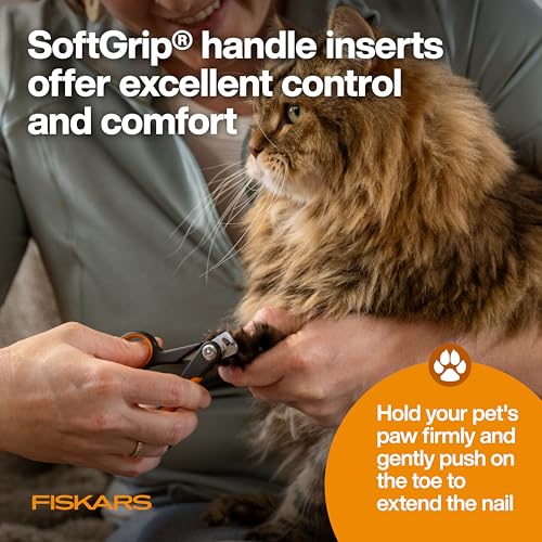 Fiskars Pet Small Nail Clippers, Cat and Dog Trimmers for Grooming, 4.25" | Suitable for Small Dogs & Cats, Semi-Circular Blade for Clear View While Cutting, SoftGrip Handle, Pet Supplies, Black - size: Small