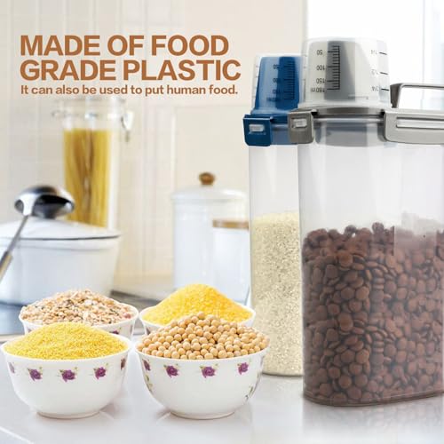 TIOVERY Upgraded Dog Food Storage Container Small, Cat Food Container Airtight, Pet Food Container Dispenser with Pour Spout, Measuring Cup and 4 Seal Buckles for Dogs, Cats, Birds (Grey) - color: Grey 3 Qt
