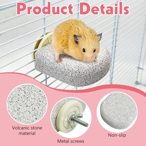 4 Pack Hamster Climbing Ledge Platform Lava Ledges for Rats Hanging Pet Chewing Grinding Toys Small Animal Cage Accessories for Gerbil Guinea Pig Rat Mouse (Small,Gray) - size: Small