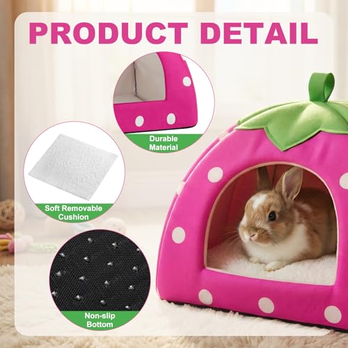 Guinea Pig Bed Rabbit Hideout Warm Fleece Cuddle Cup Washable Sleeping House for Small Animals Pet/Ferret/Chinchilla/Bunny (Pink) - color: Pink