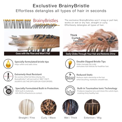 NuWay® DoubleC® Detangling Hair Brush – The Original Home Scalp-Care Brush – Patented Double Curved Scalp Care Hairbrush for Gentle Detangling, Volume Styling & Wet or Dry Hair (Black & Red) - color: Black & Red