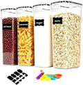 4pk 2.8L Airtight Containers, Clear Stackable Dry Food Storage | 4pk 2.8L airtight canisters with sealed lids block moisture. Sturdy plastic, stackable for kitchen pantry dry food - size: 4 pcs(2.8L)