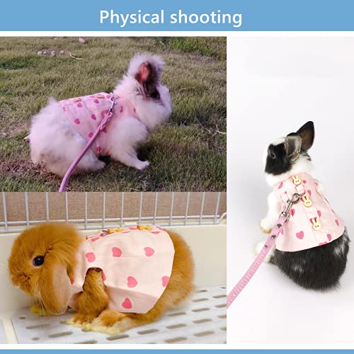 Guinea Pig Clothes,Soft Bunny Ferret Clothes with Pet Rabbit Harness and Leash Mini Hat Bag Cute Brooch for Kitten Small Animal Collars - color: Love, size: Medium