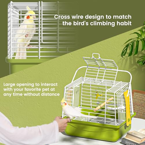 Small Bird cage,Travel Cage for Birds and Small Animals, Parakeet cage,Bird Carrier Travel cage,Bird Travel cage, jaulas para pájaros,Green,(Green,L) - color: Green, size: 11.8"L x 7.9"W x 9.1"H