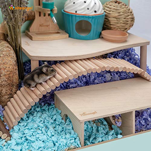 Niteangel Hamster Suspension Bridge Toy: 25.6" x 3" Flexible & Bendable | Enhances Coordination & Balance Long Climbing Wooden Ladder for Hamsters Mice Gerbils Sugar Glider Rat and Other Small Animal - size: 25.6L x 3W