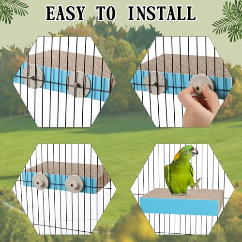 Skyygemm 3 Pcs Bird Chew Toys Parrot Perch Cardboard Platform for Cage Bird Paw Grinding Stand Parrot Cage Playground Exercise Toys for Macaws Small Parakeets Budgies Conure Cockatiel(Medium) - size: Medium