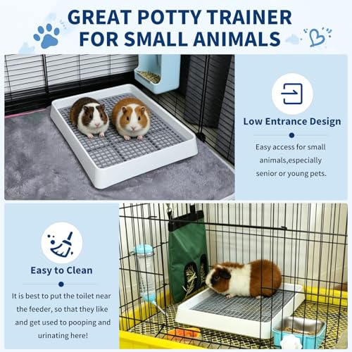 FHTONGE Low Entry Guinea Pig Litter Box with Grid, Rectangular Pet Toilet | Small Amimal Litter Pan Trainer Tray for Rodent Bunny Hamster Ferret Chinchilla Squirrel Opossum Hedgehog Glider Chipmunk - color: Only 0.4" PP Grids, size: 14.6x12x2.6"(40x30x6cm