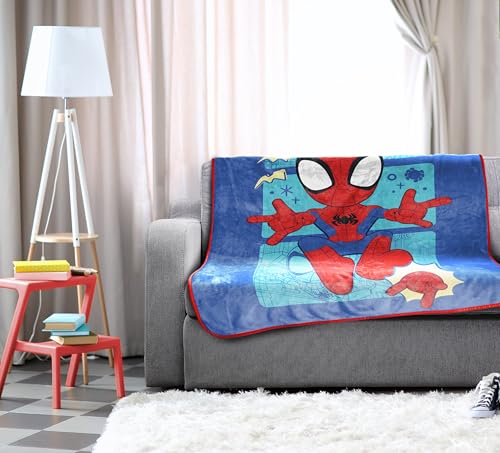 Jay Franco Kids Plush Throw Blanket – Soft & Cozy Fleece Throw for Bedroom & Couch Décor, Official Licensed Product, Blue - Spidey & Friends, 46x60 - Throw Blanket - color: Blue - Spidey & Friends, size: 46x60 - Throw Blanket